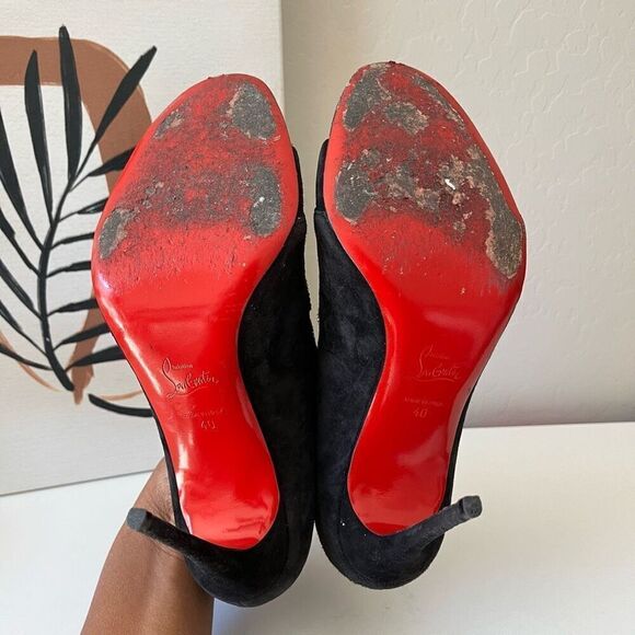 Christian Louboutin Heels Triplica Strass 100‎ Suede Booties Black Size EU 40 - Picture 8 of 11